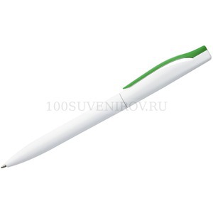 Фото Ручка шариковая Pin, белая с зеленым «Open»
