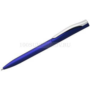 Фото Ручка шариковая Pin Silver, синяя «Open» (синий металлик)
