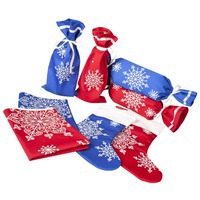 Упаковка-конфета «Снежинки», синяя и фото подарков на Новый Год