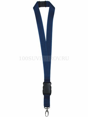 Фото Ремешок на шею с карабином, темно-синий