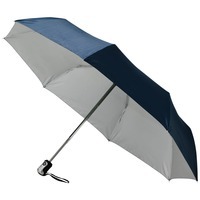 Зонт складной автоматический 21,5", 3 сложения, темно-синий/серебристый