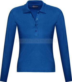 Изображение Рубашка поло женская с длинным рукавом PODIUM 210 ярко-синяя M