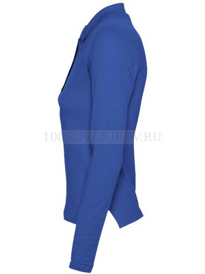Фото Рубашка поло женская с длинным рукавом PODIUM 210 ярко-синяя M «Sols»
