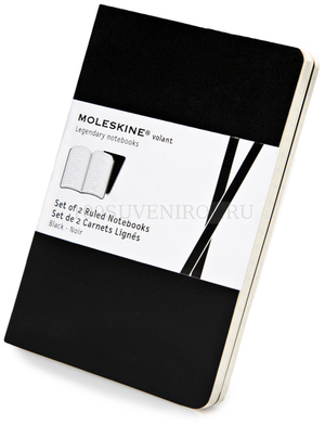Фото Записная книжка Moleskine Volant (в линейку, 2 шт.), Pocket (9х14см), черный
