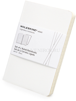 Фото Записная книжка Moleskine Volant (в линейку, 2 шт.), Pocket (9х14см), белый