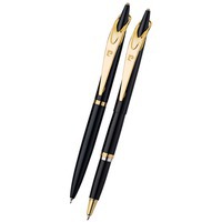 Набор Pierre Cardin: ручка шариковая, ручка роллер, черный/золотистый