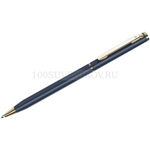 Фото Металлическая шариковая ручка SLIM, твист, синий мокрый асфальт/золотистый