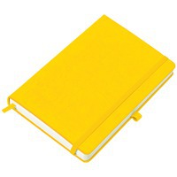 Бизнес-блокнот Justy, 130*210 мм, желтый, твердая обложка,  резинка 7 мм, блок-линейка, тиснение,