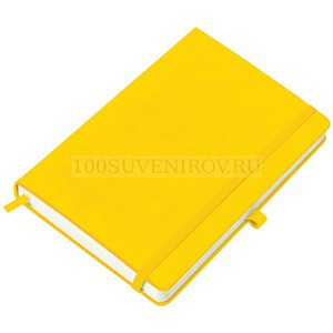 Фото Бизнес-блокнот "Justy", 130*210 мм, желтый, твердая обложка,  резинка 7 мм, блок-линейка, тиснение,