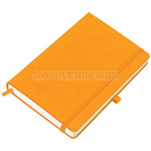 Фото Бизнес-блокнот "Justy", 130*210 мм, оранжев, твердая обложка,  резинка 7 мм, блок-линейка, тиснение (оранжевый)