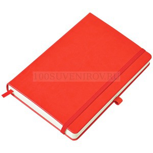 Фото Бизнес-блокнот "Justy", 130*210 мм, красный, твердая обложка,  резинка 7 мм, блок-линейка, тиснение