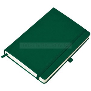 Фото Бизнес-блокнот "Justy", 130*210 мм, зеленый, твердая обложка,  резинка 7 мм, блок-линейка, тиснение