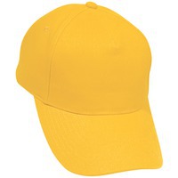 Бейсболка однотонная от производителя Hit, 5 клиньев,  застежка на липучке; желтый; 100% п/э; плотность 135 г/м2 и фирменные кепки