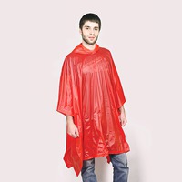 Одноразовый дождевик AntiRain; красный; универсальный размер (в сложенном виде 24х17,5 см.); ПВХ
