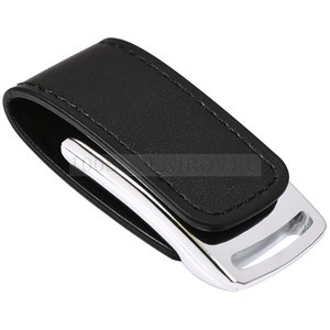 Фото USB flash-карта "Lerix" (8Гб), черный, 6х2,5х1,3см, металл, искусственная кожа