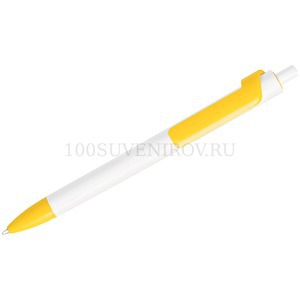Фото FORTE, ручка шариковая, белый/желтый, пластик