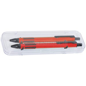 Фото FUTURE, набор ручка и карандаш в прозрачном футляре, красный,  металл/пластик
