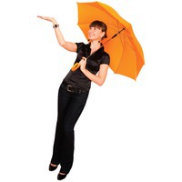 Ветрозащитный обратный зонт-трость, оранжевый