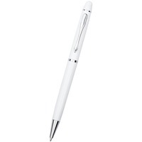 Картинка Ручка шариковая со стилусом для емкостного экрана в футляре, белая