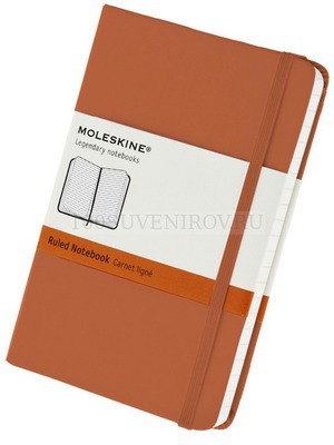 Фото Записная книжка Moleskine Classic (в линейку) в твердой обложке, Pocket (9x14см), оранжевый коралл