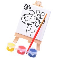 Набор для раскраски "Жираф":холст,мольберт,кисть, краски 3шт, 7,5х12,5х2 см, дерево, холст, белый