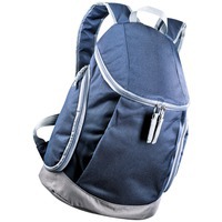 Фирменный рюкзак с тремя отделениями, держателем для бутылок и выходом для наушников, синий