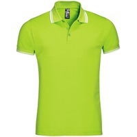 Рубашка поло мужская PASADENA MEN 200 с контрастной отделкой, зеленый лайм с белым S