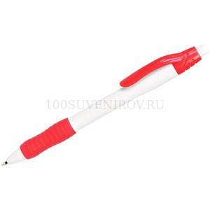 Фото N4, ручка шариковая с грипом, белый/красный, пластик