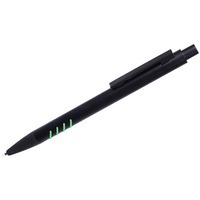 Ручка шариковая SHARK, черная с зелеными вставками grip