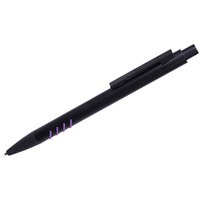 Фото Ручка шариковая SHARK черная с фиолетовыми вставками grip