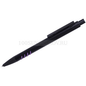 Фото Ручка шариковая SHARK черная с фиолетовыми вставками grip (черный, фиолетовый)