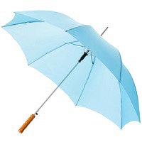 Большой зонт-трость LISA, полуавтомат, с деревянной ручкой под нанесение логотипа трафаретной печатью, d102 х 83 см, голубой