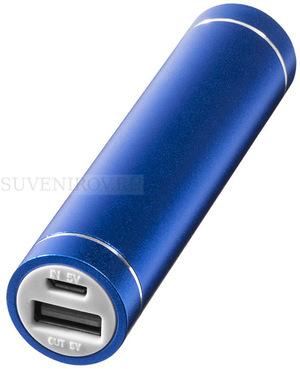 Фото Портативное зарядное устройство "Bolt", 2200 мА/ч, черный, ярко-синий