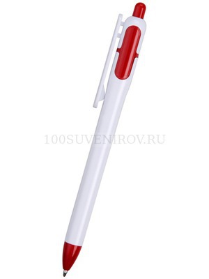 Фото Ручка шариковая с белым корпусом и цветными вставками, белый/красный