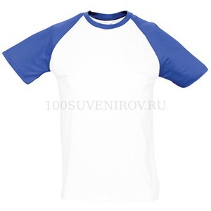 Фото Футболка мужская двухцветная FUNKY 150, белая с ярко-синим S «Sols»