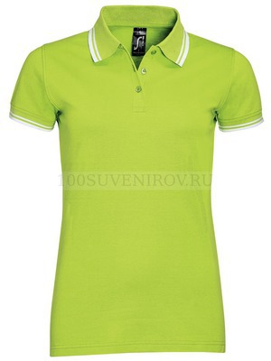 Фото Рубашка поло женская PASADENA WOMEN 200 с контрастной отделкой, зеленый лайм с белым XL «Sols»