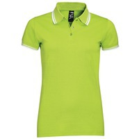 Рубашка поло женская PASADENA WOMEN 200 с контрастной отделкой, зеленый лайм с белым XXL