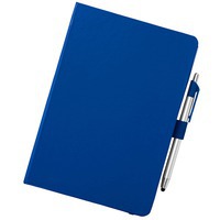 Блокнот A5 "Crown" с шариковой ручкой-стилусом, синий/серебристый