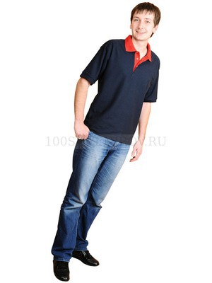 Фото Рубашка поло "Midland" мужская (темно-синий,красный) 2XL