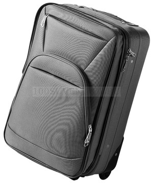 Фото Серый чемодан 21 на колесиках с дополнительным отделением