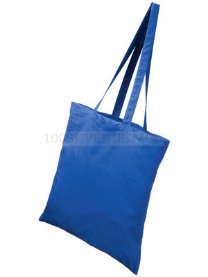 Фото Хлопковая сумка CAROLINA, 100 г/м2, с длинными ручками, 60 см, размер 38 х 42 см (ярко-синий)