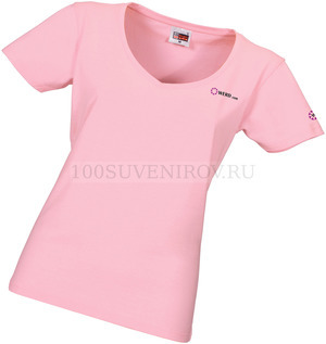 Фото Женская футболка розовая из хлопка HEAVY SUPER CLUB  с V-образным вы, размер M