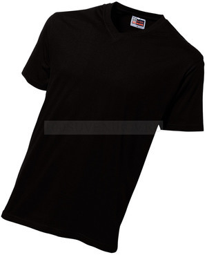 Фото Мужская футболка черная из хлопка HEAVY SUPER CLUB с V-образным вырезом, размер XL