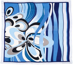 Фото Платок шелковый Jean-Louis Scherrer (Жан-Луи Шеррер) модель Fleur (голубой)