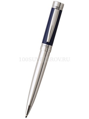 Фото Ручка шариковая Cerruti 1881 модель Zoom Azur в тубусе (серебристый, синий)