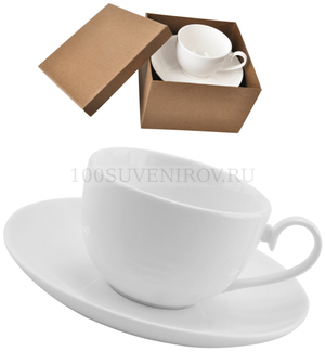 Фото Чайная пара Классика в подарочной упаковке; 190мл; фарфор (белый)