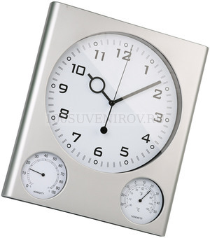 Фото Погодная станция настенная: часы, термометр, гигрометр (серебристый)