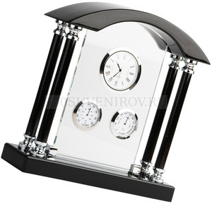 Фото Стеклянная погодная станция "НОБЕЛЬ" : часы, термометр, гигрометр