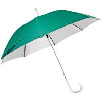 Большой двухцветный зонт-трость МАЙОРКА полуавтомат с алюминиевой ручкой, d103 х 89 см. под термотрансфер, трафаретную печать логотипа, зеленый/серебристый