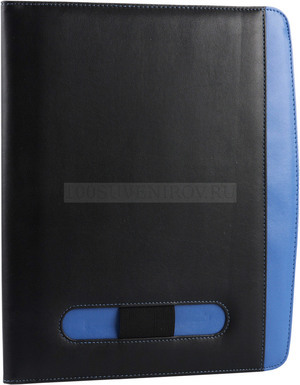 Фото Папка для документов с блокнотом, калькулятором и держателем для ручки, синяя (черный, синий, серебристый)